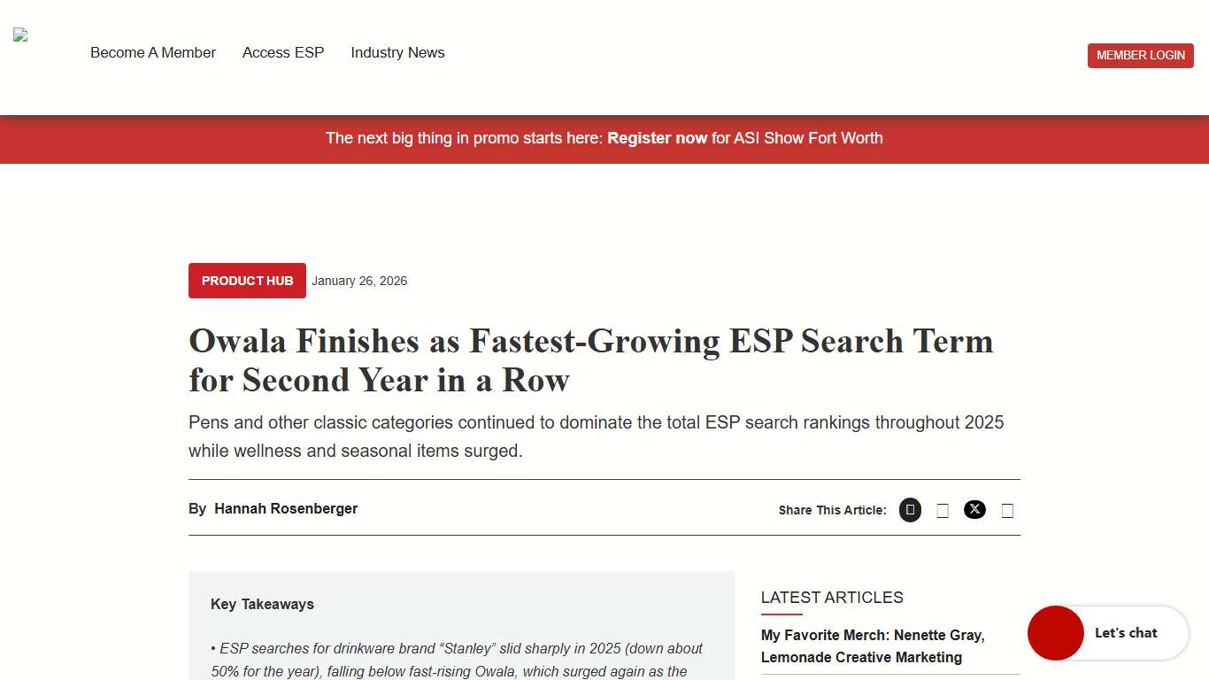 Owala Finishes as Fastest-Growing ESP Search Term for Second Year in a Row